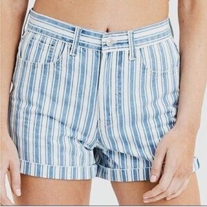 American Eagle Railroad Stripe High Rise Mom Short SIZE 14